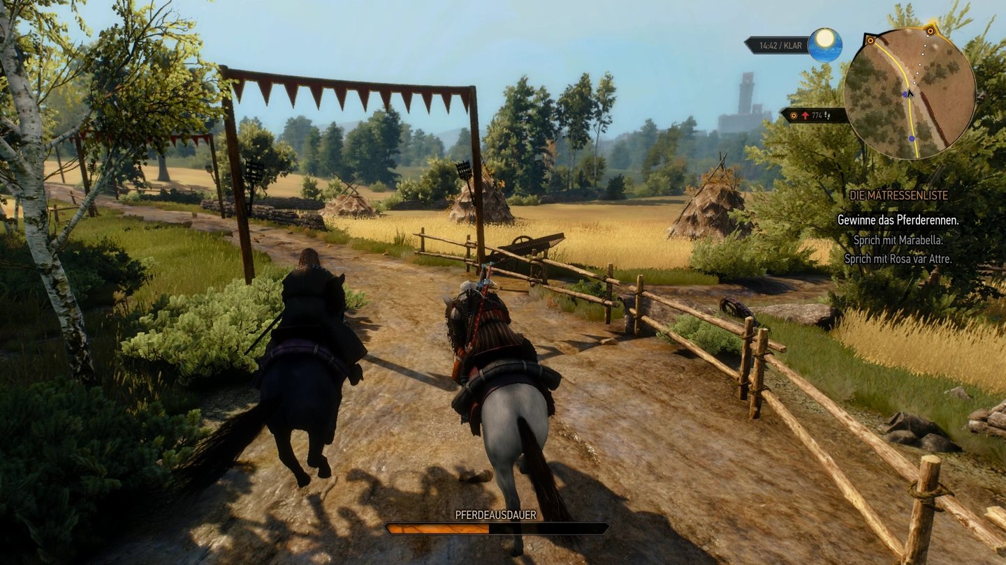 The Witcher 3: Wild Hunt (PC)Pferderennen sind nur eine der zahlreichen Nebenbeschäftigungen, die uns die Witcher-Welt anbietet.