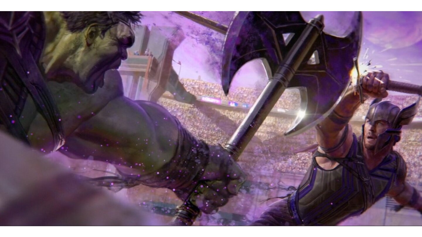 Thor 3: Concept-Art mit Thor und Hulk im Gladiatoren-Kampf auf dem Planeten Sakaar.