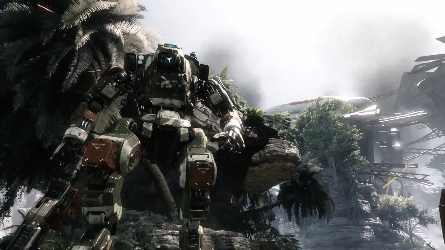 Titanfall 2Coopers Titan aus der Einzelspieler-Kampagne. Dessen Eigentlicher Pilot ist im Kampf gefallen.