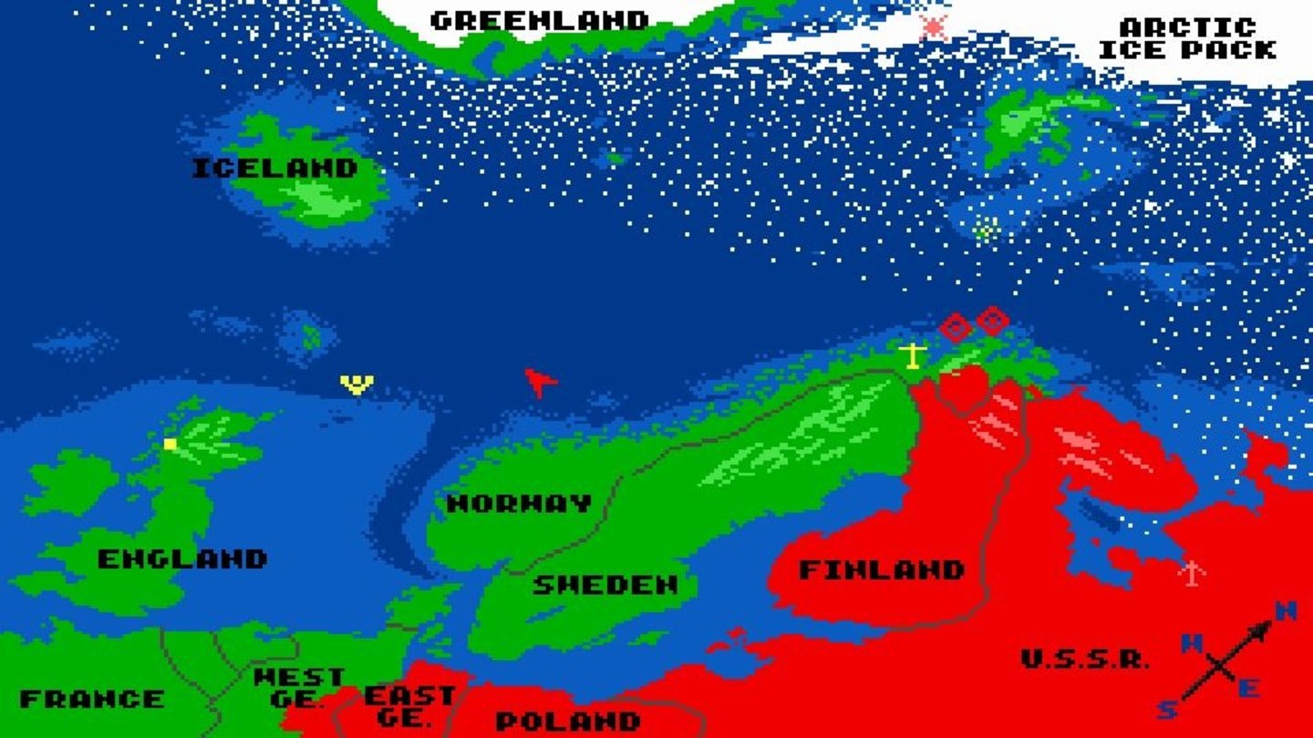 Red Storm Rising (1988)Red Storm Rising wird 1988 für Atari, Amiga und den C64 veröffentlicht und schickt den Spieler als Kommandant eines Nuklear-U-Boots in die Nordsee, um dort russische Flottenverbände abzufangen. Die Spielansicht wechselt zwischen einer strategischen Karte, auf der wir unsere Bewegungen planen, und dem Gefechtsbildschirm, auf dem alle beteiligten Schiffe dargestellt werden. Die Kampagne verläuft dynamisch und lässt sich in vier verschiedenen Zeitlinien spielen – wir haben je nach Zeitraum Zugriff auf verschiedene U-Boot-Klassen.
