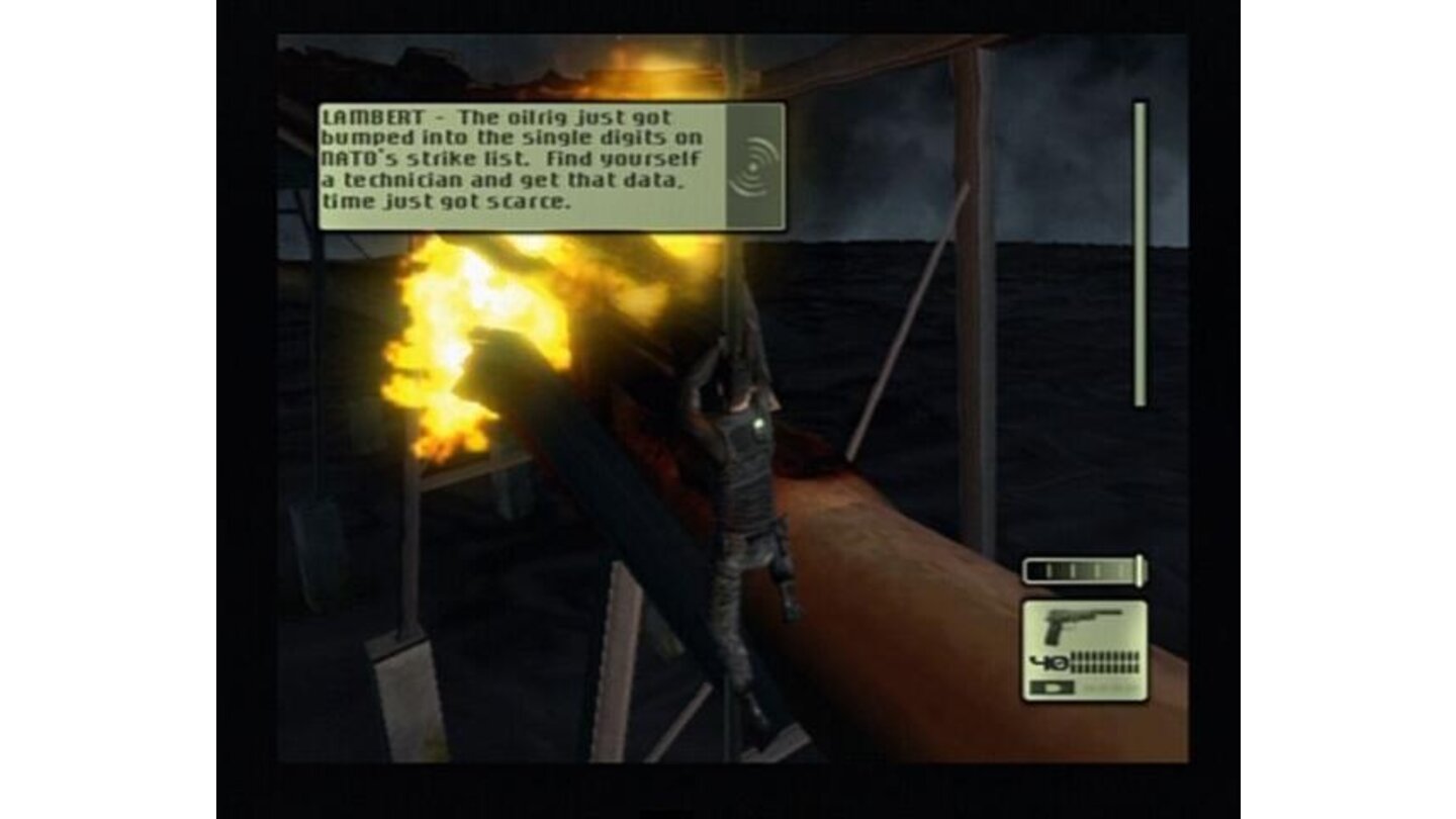 When near the fire, you can notice the hot air effect included in PS2 code.