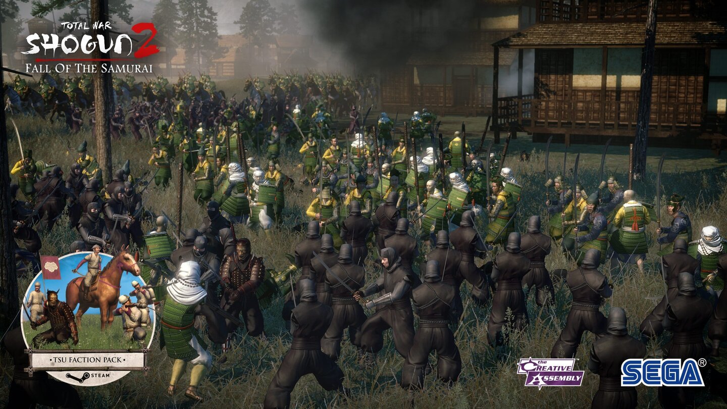 Total War: Fall of the SamuraiDas Tsu Faction Pack gibt es für Vorbesteller der Steam-Version der Stand-Alone-Erweiterung zu Shogun 2.