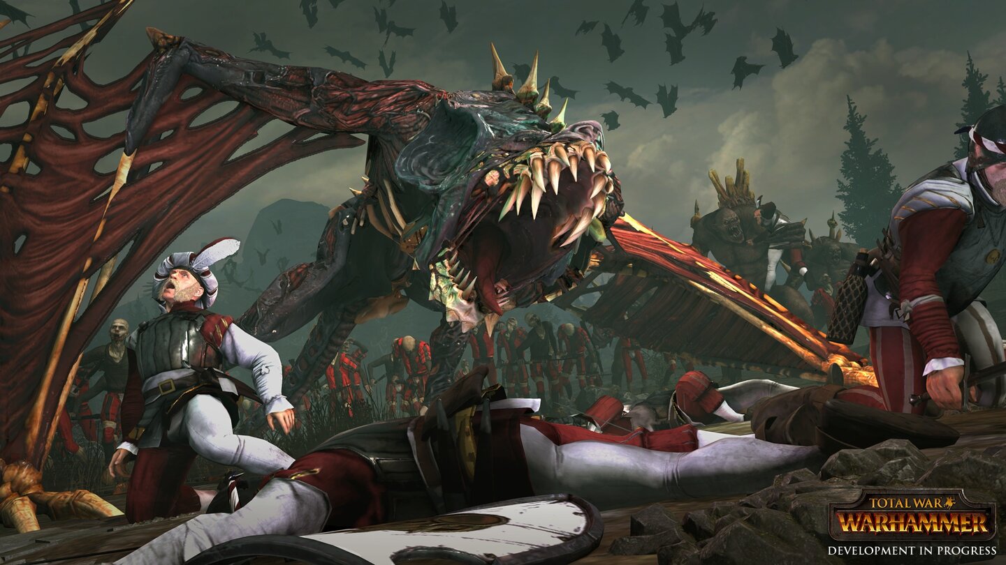 Total War: WarhammerZunächst sind die Flieger der Vampire nur schwache Fell Bats, später schicken wir den monströsen Terrorgheist in die Schlacht.