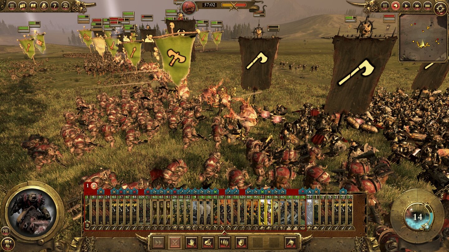 Total War: WarhammerUnsere Grünhäute halten die Frontlinie gegen Chaos-Mutanten.