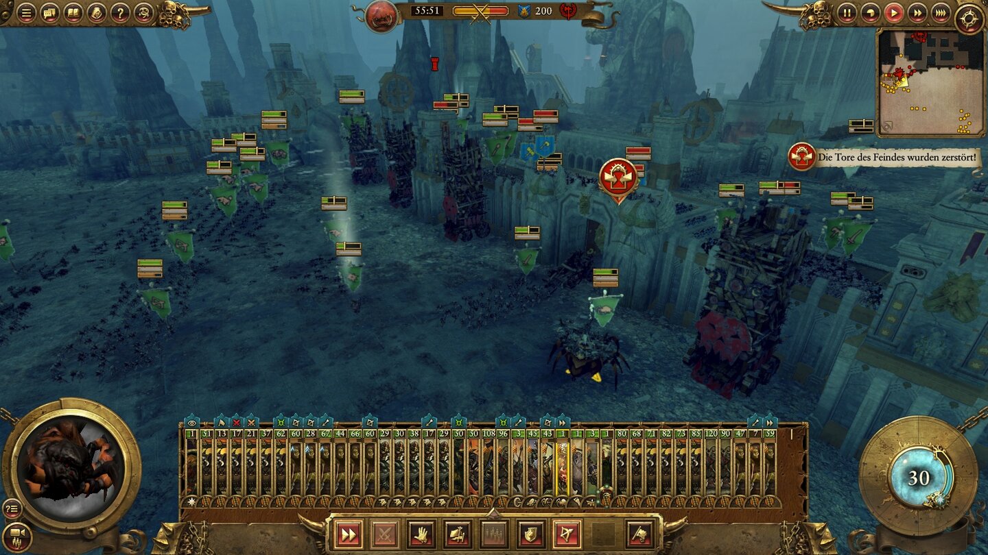 Total War: WarhammerMit Belagerungstürmen und dicken Monstern stürmen wir eine Festung der Zwerge.