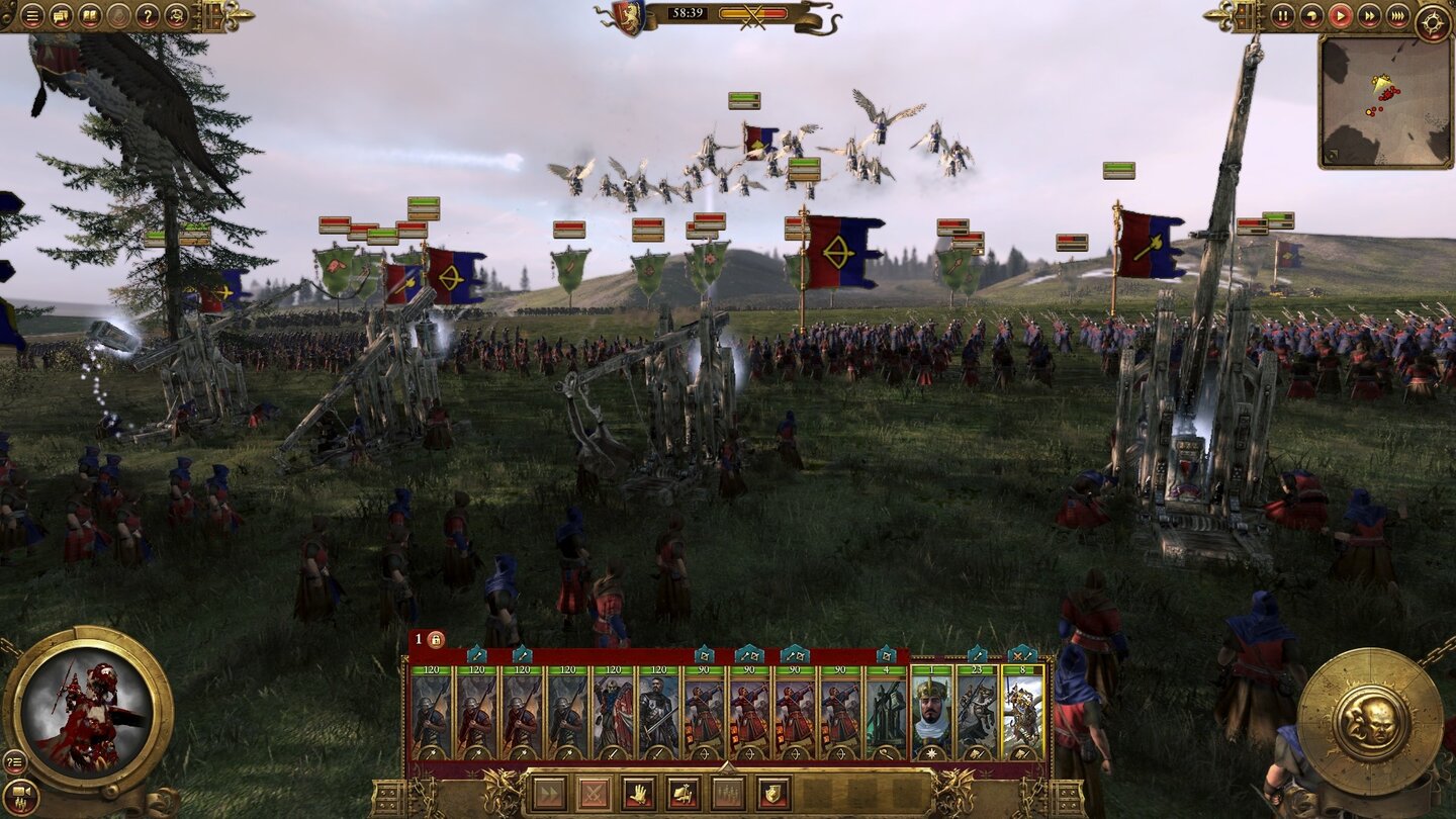 Total War: Warhammer - Screenshots zum kostenlosen DLC »Bretonnia«Die mächtigen Trebuchets sind nicht so fortschrittlich wie die Kanonen des Imperiums, hauen dank magischen Geschossen aber ebenfalls ordentlich rein.