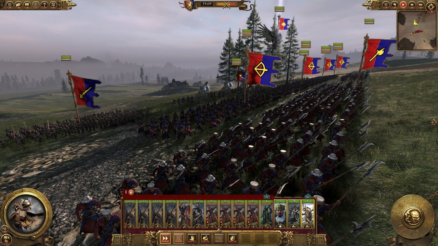 Total War: Warhammer - Screenshots zum kostenlosen DLC »Bretonnia«Solange unsere Bauern die Formation halten, sind sie brauchbare Truppen. Bricht die Linie, können wir sie vergessen.