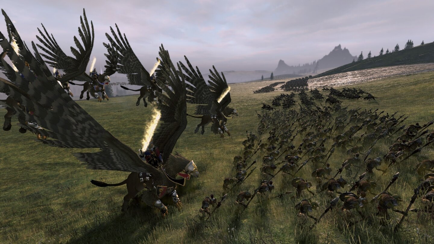 Total War: Warhammer - Screenshots zum kostenlosen DLC »Bretonnia«Die mächtigen Hippogreife und ihre Reiter versetzen unsere Gegner in Angst und Schrecken - da kann nicht mal das Imperium mithalten!
