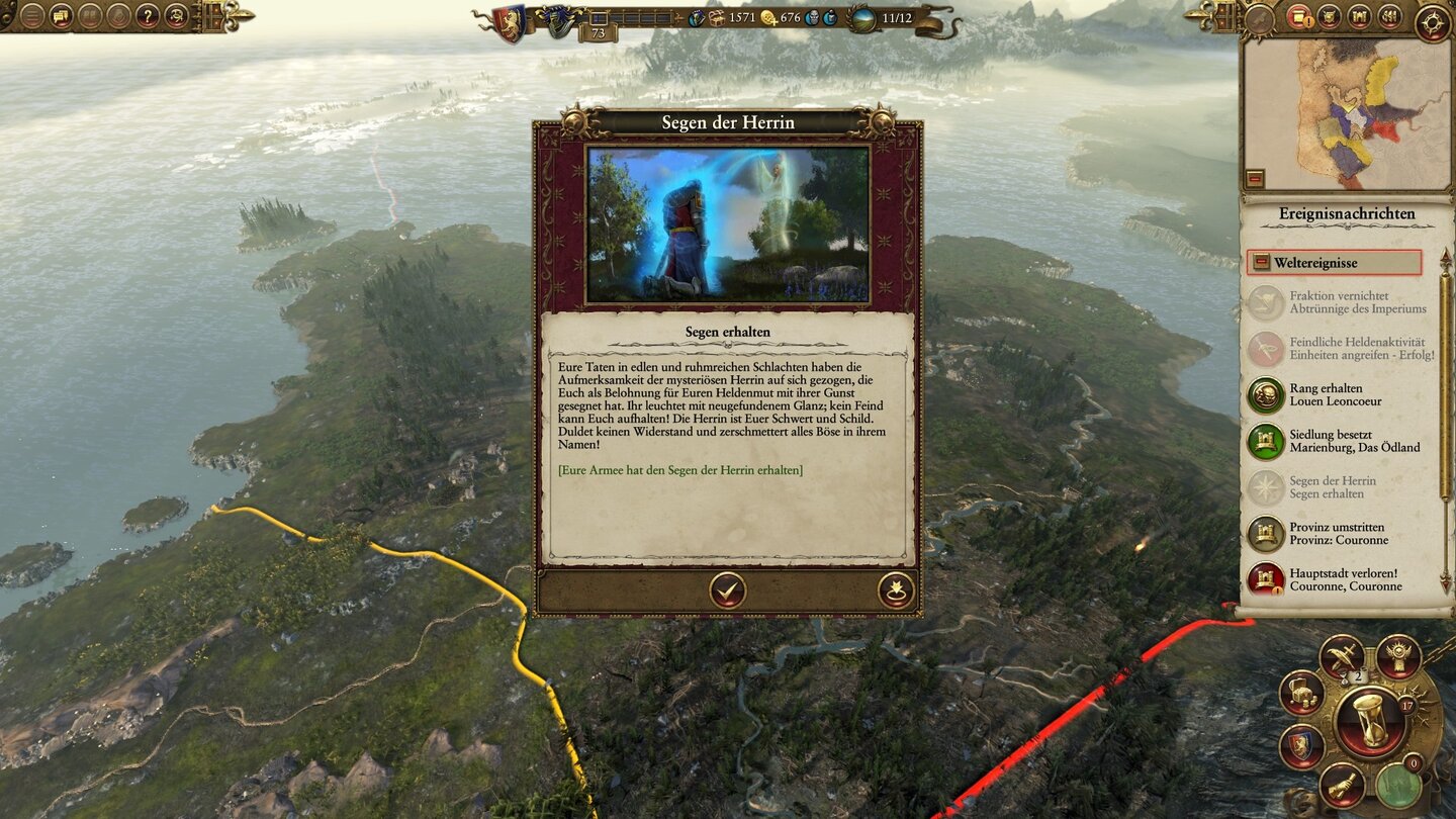 Total War: Warhammer - Screenshots zum kostenlosen DLC »Bretonnia«Nach einem heroischen Sieg erhält unsere Armee den Segen der Herrin und kämpft noch besser.