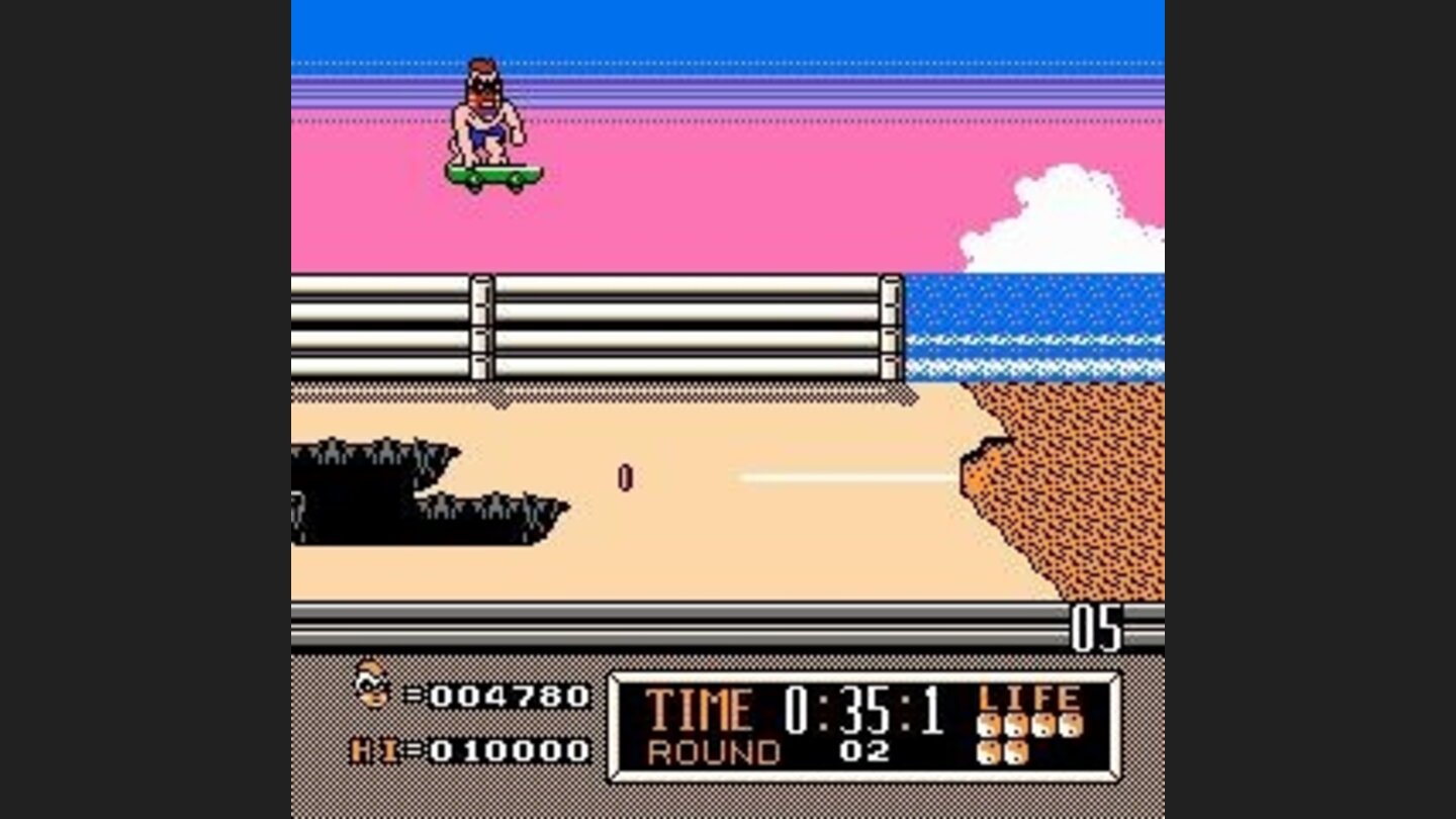 Jumping over a hole in the road