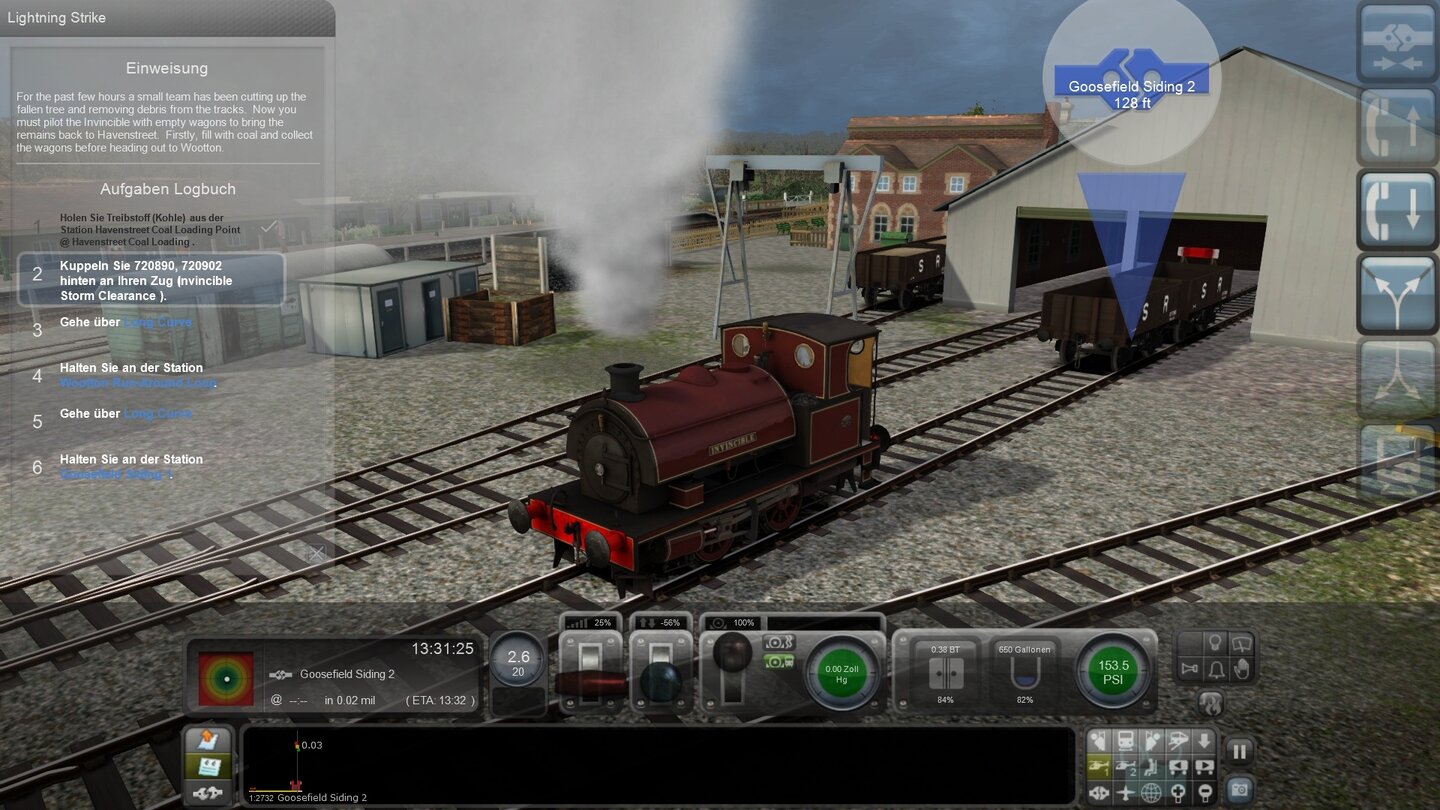 Train Simulator 2013Schritt 5: Im Schritttempo nähern wir uns den beiden Waggons.