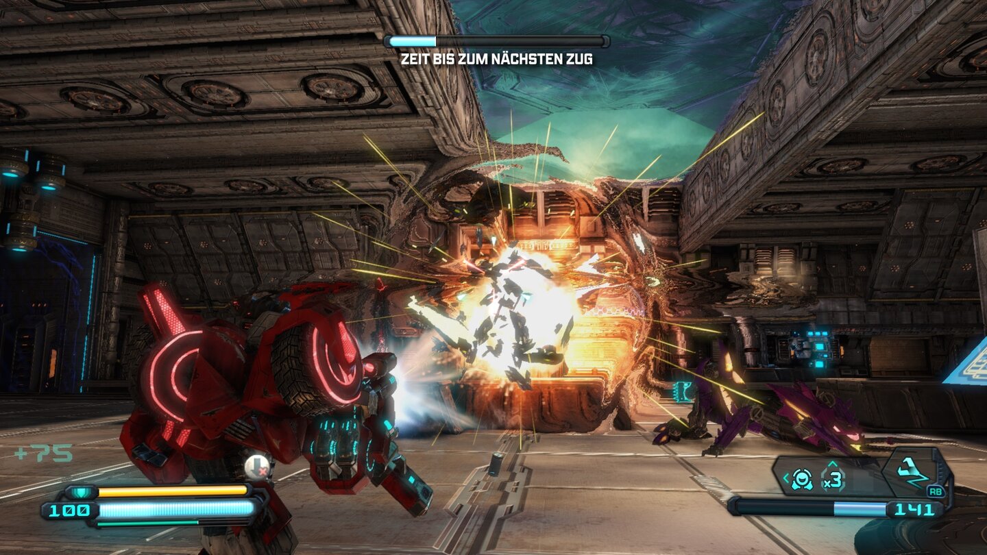 Transformers: Rise of the Dark Spark - PC-ScreenshotsImmerhin knallt es ordentlich: Dank eines Perks können wir Gegner explodieren lassen, um ihren Kameraden Splash-Damage zu verpassen.