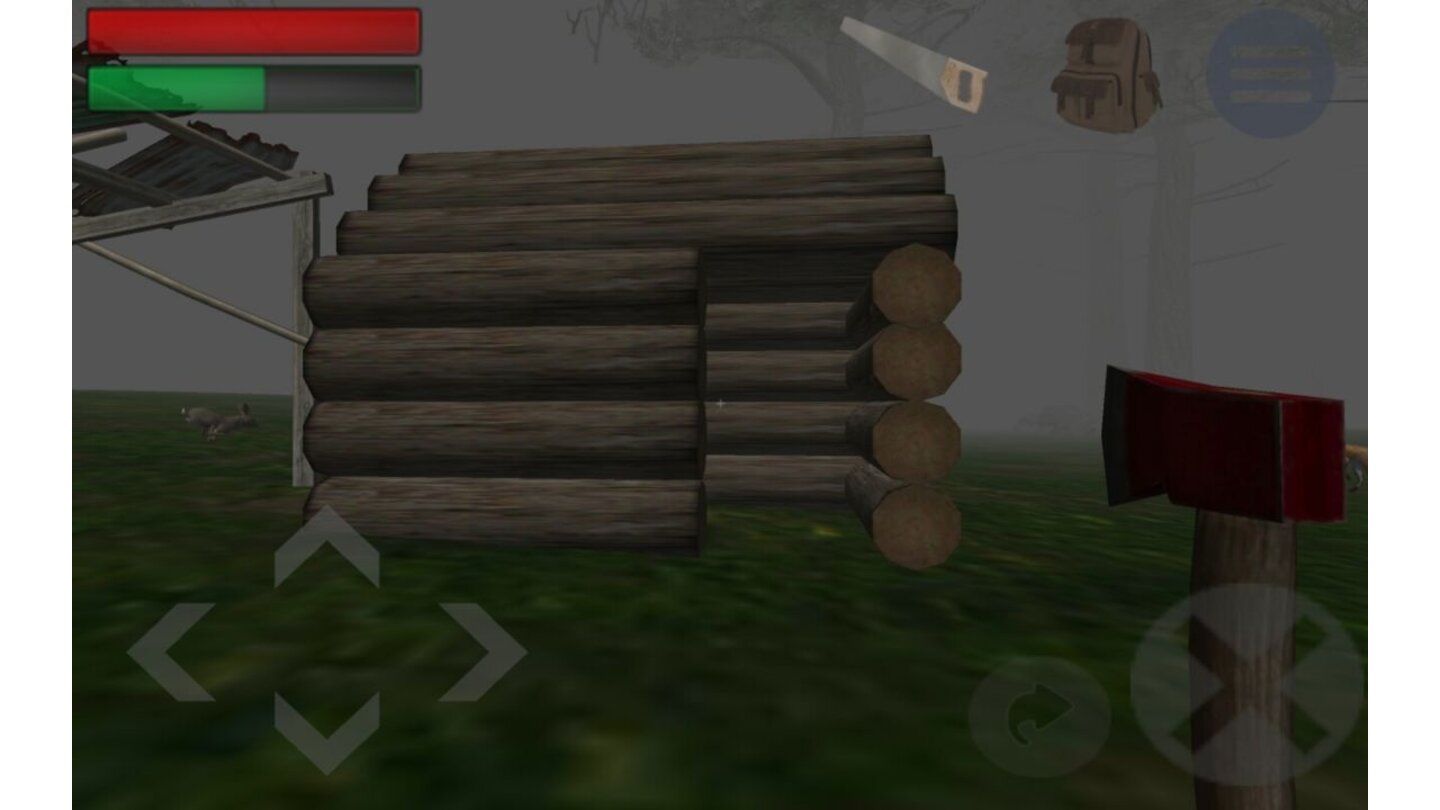 Trapped in the ForestNach etwa 15-20 Minuten im Spiel steht das erste Holzhaus. In dem ist der Spieler sicher vor Feinden...