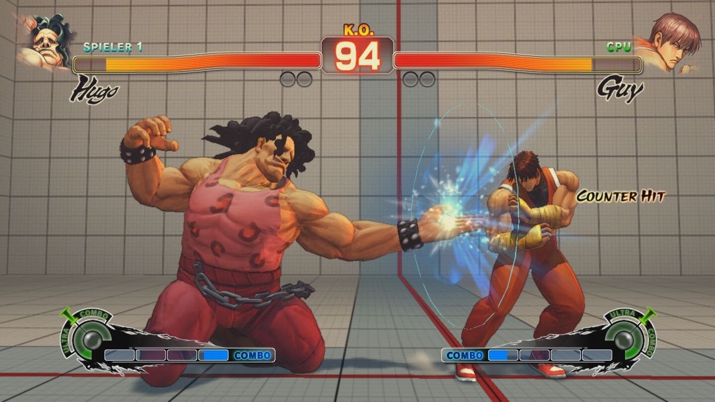 Ultra Street Fighter 4Hugo (ebenfalls aus Final Fight) ist so groß, dass er beim Kampf auf die Knie geht.
