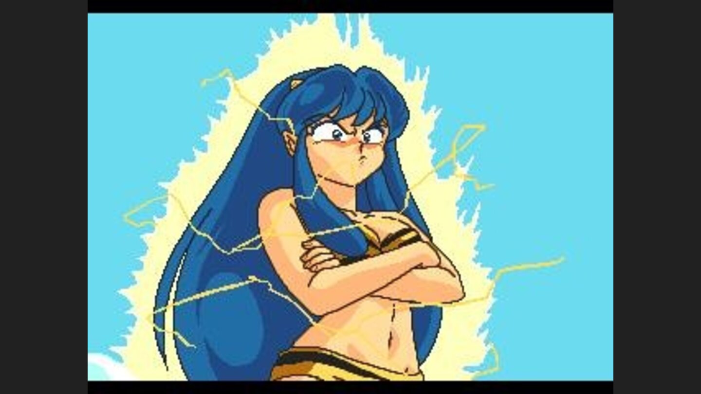 Opening cinematic, Lum sees Ataru and gets ready to shock him!