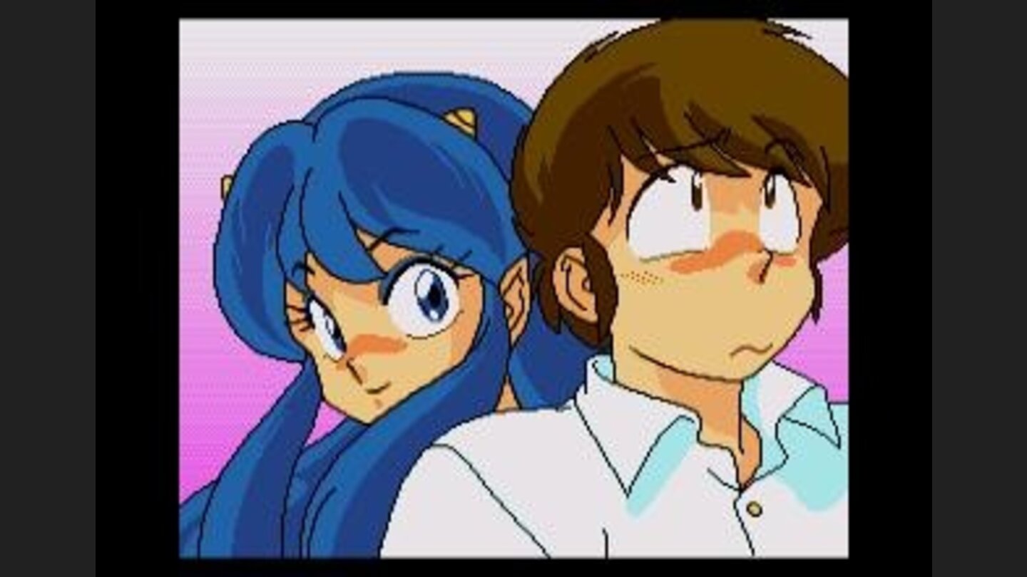 Opening credit roll, a cute pose of Lum and Ataru