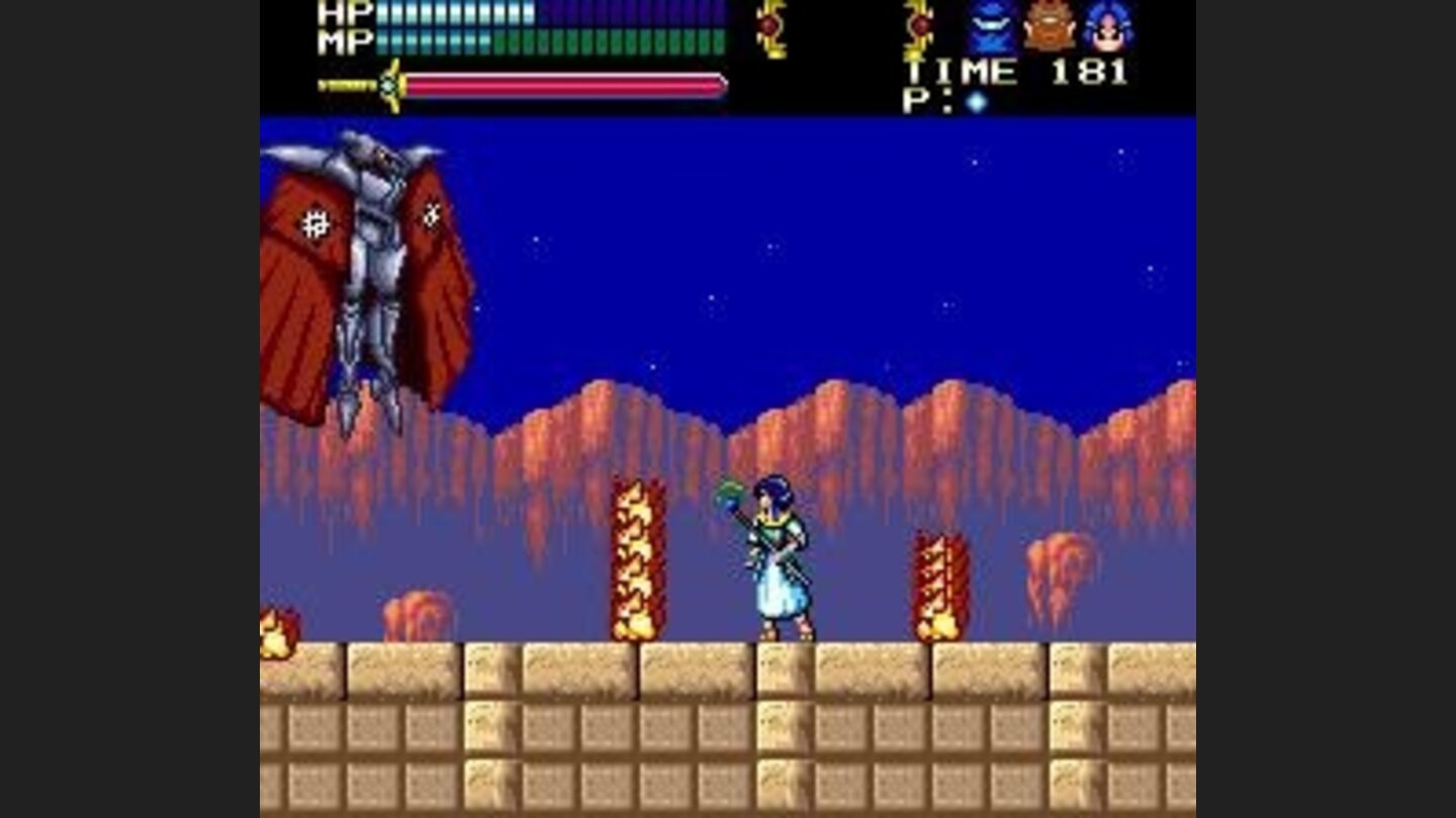 The princess fights a bad guy