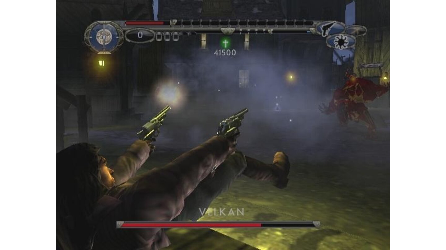 Van Helsing uses double pistols against Velkan.
