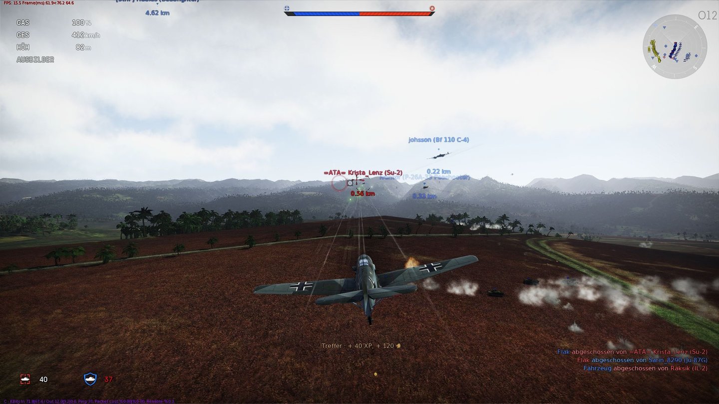 War ThunderWährend wir feindliche Flieger jagen, rücken unsere verbündeten Panzer-Verbände am Boden weiter vor.