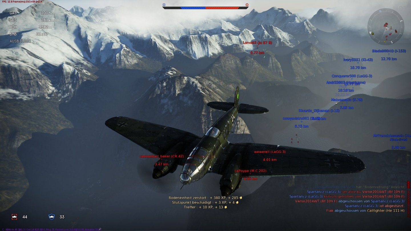War ThunderMit Bombern lassen sich viele Erfahrungspunkte sammeln.