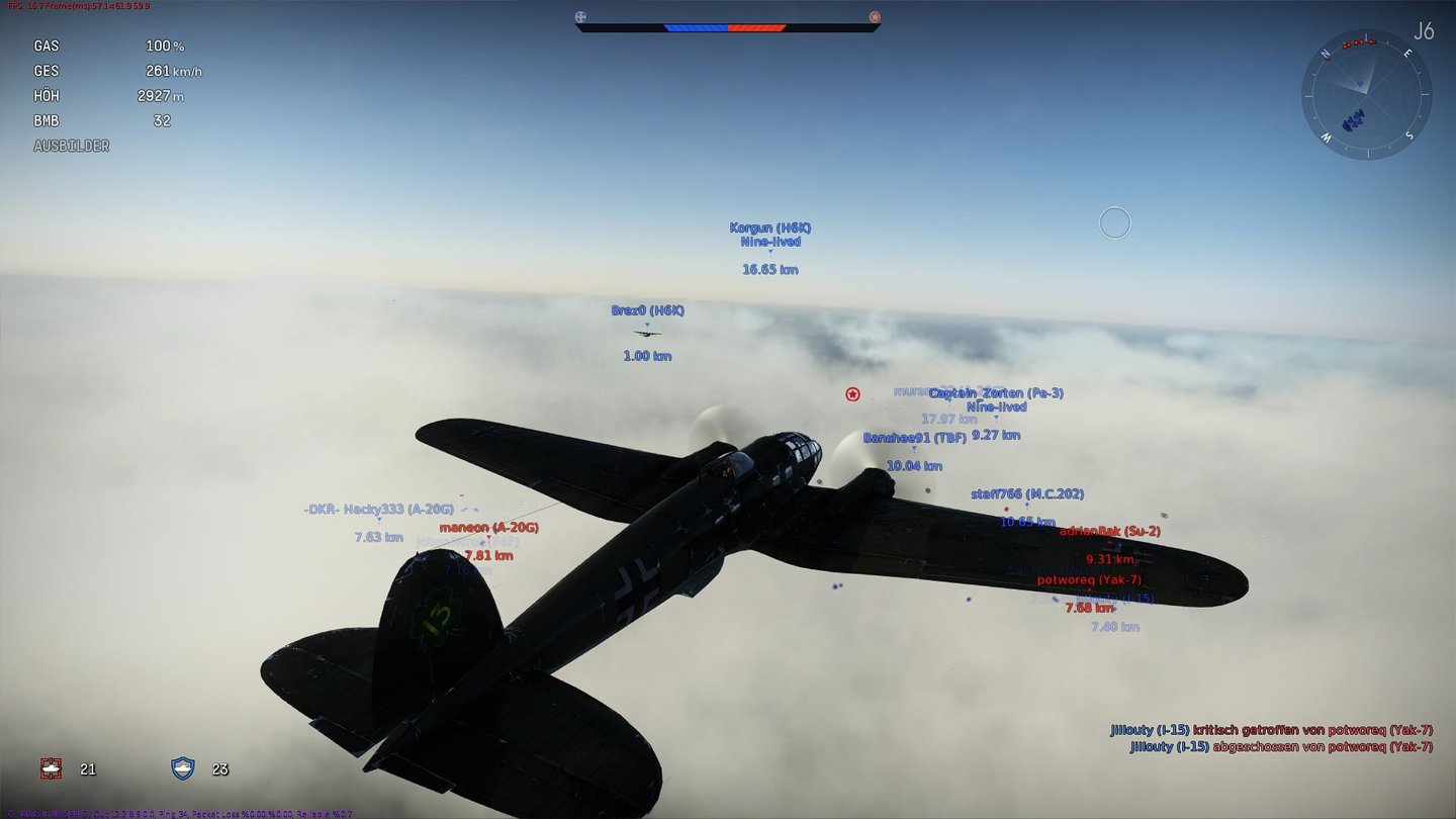 War ThunderÜber den Wolken befindet sich das Reich der Bomber. Dort sind sie vor lästigen Jagdmaschinen relativ sicher.