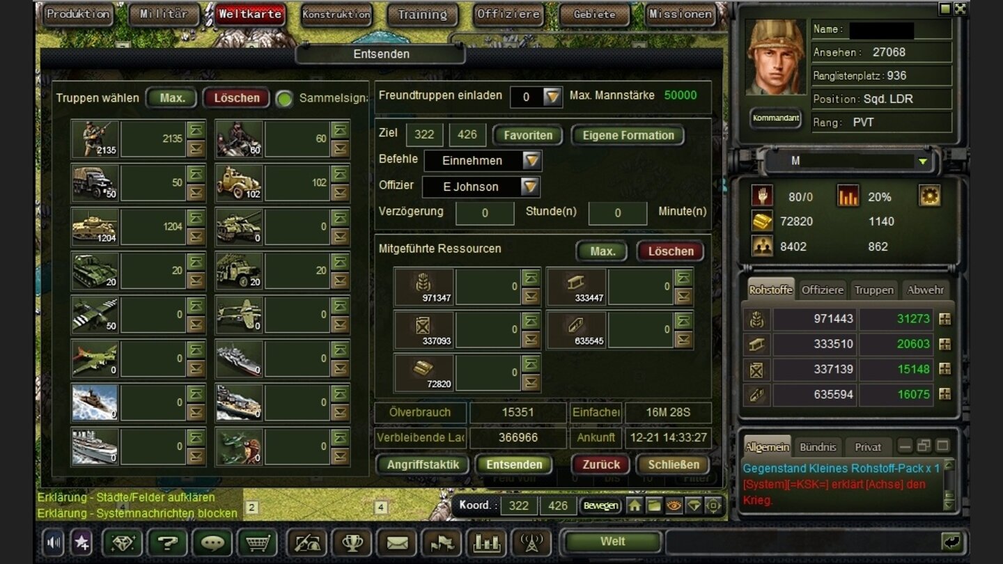 War2GloryScreenshot aus dem Browser-Strategiespiel