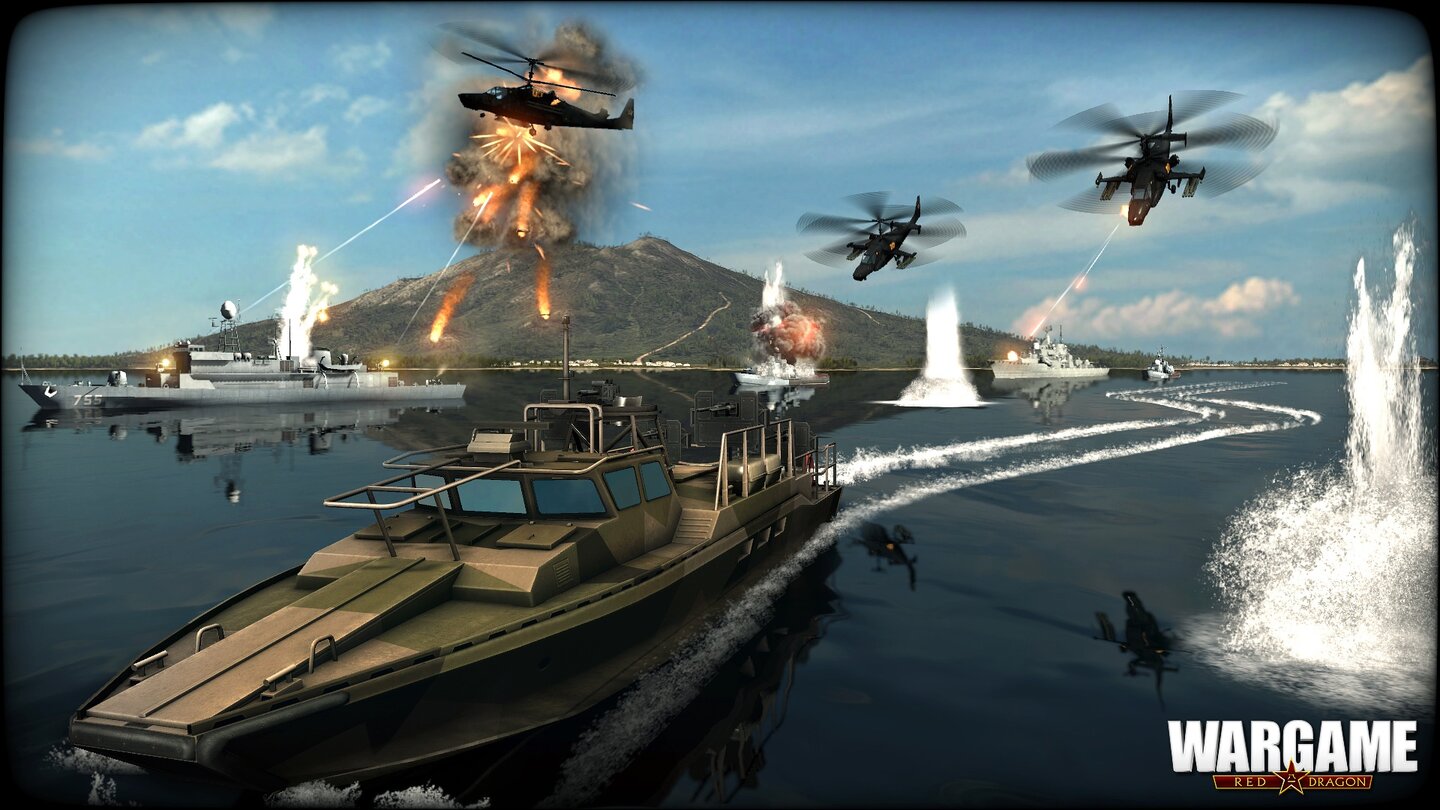 Wargame: Red Dragon
Die Marine umfasst weit mehr als Großkampfschiffe, auch kleine Patrouillienboote und sogar für den Krieg zur See angepasste Jets und Helikopter können wir auswählen.