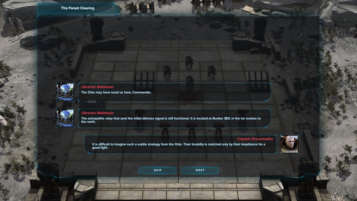 Warhammer 40.000: RegicideVor jeder Mission gibt’s etwas vertonten Dialogtext als Handlung. Spannender wird’s nicht.
