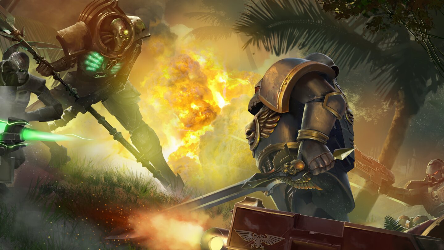 Warhammer 40K: Gladius - Relics of WarZu jedem Spielstart gibt es eine sehr kurze Story-Einführung mit coolen Artworks, das war’s aber schon in Sachen Zwischensequenzen.