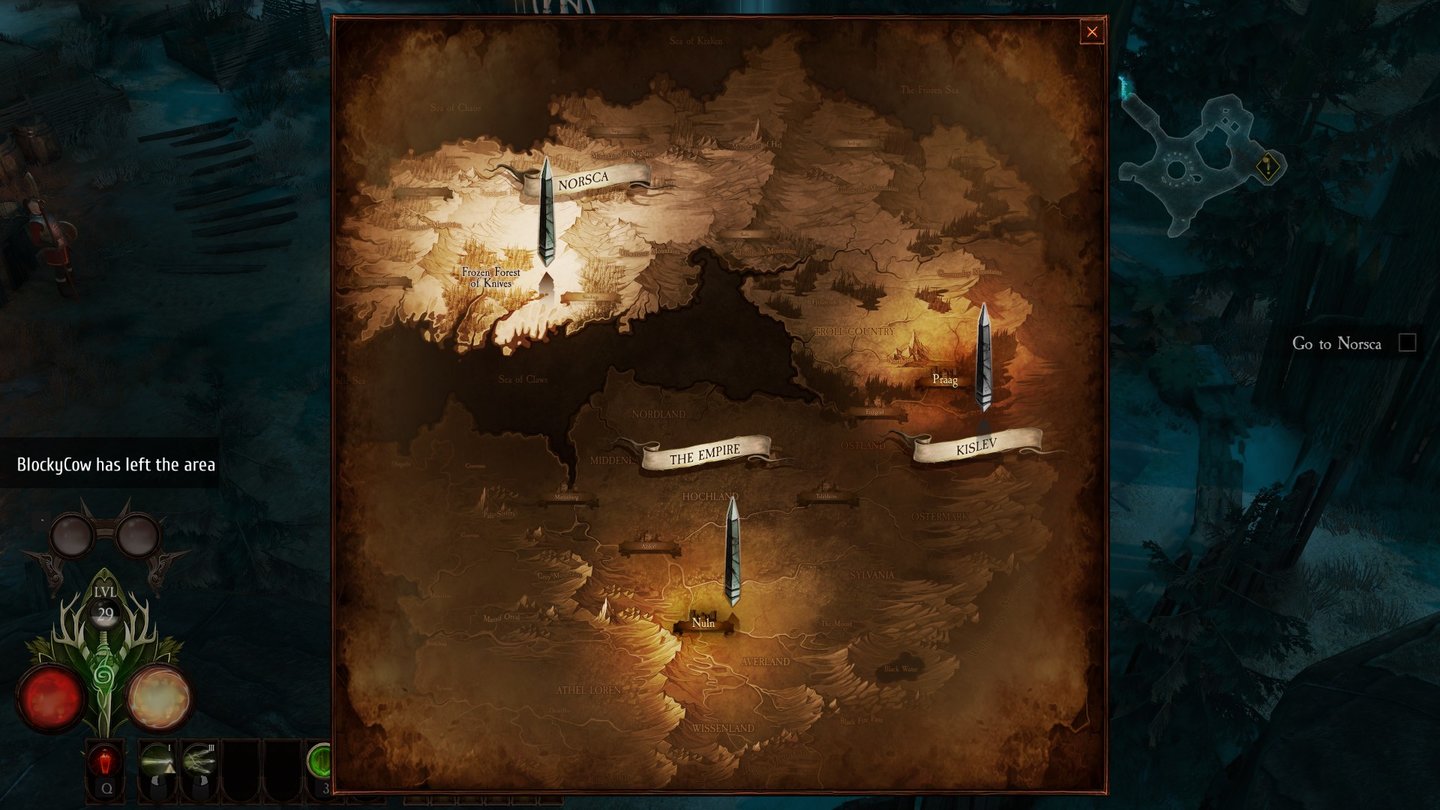 Die Karte ist irreführend. Die drei Obelisken sind die einzigen Teleportationspunkte im Spiel. Es gibt gerade mal sieben Umgebungen und drei leblose Hubs.