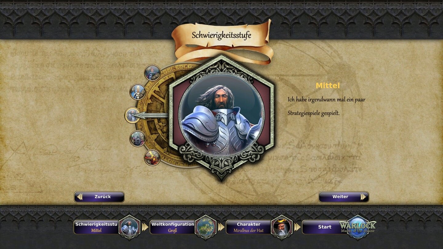 Warlock: Master of the ArcaneWarlock bietet fünf Schwierigkeitsgrade. Auf dem einfachsten können wir unsere Truppen kaum verlieren.