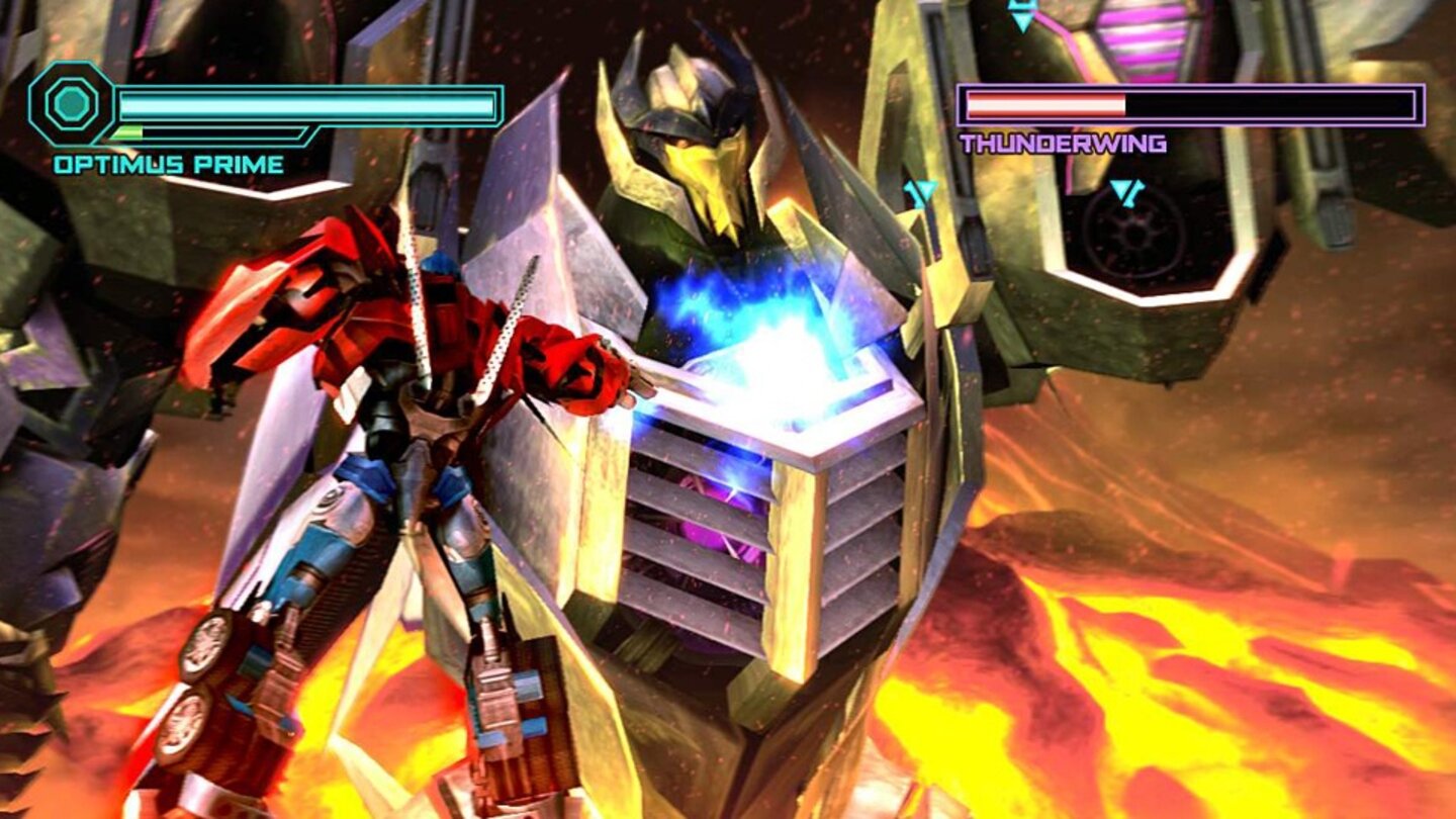Transformers PrimeNeben der Kampagne, in der wir die Autobots bei Kämpfen rund um den Erdball begleiten, bietet die Serienadaption Transformers Prime auch einen Mehrspieler-Modus in dem wir aus elf Autobots oder Decepticons auswählen können.