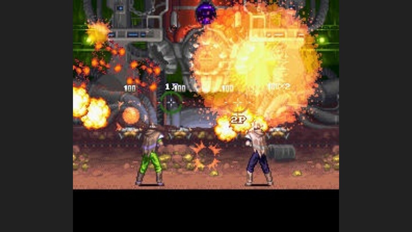 Intense two-player action inside the Gold Mine. Just look at all those explosions!