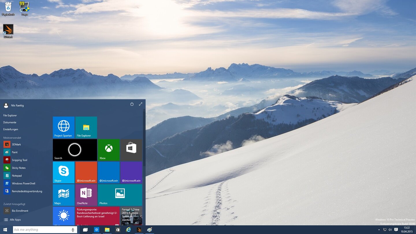 Mit Windows 10 kehrt das Startmenü zurück, allerdings als Mischung zwischen der Kacheloberfläche aus Windows 8/8.1 und dem klassischen Startmenü aus Windows 7.