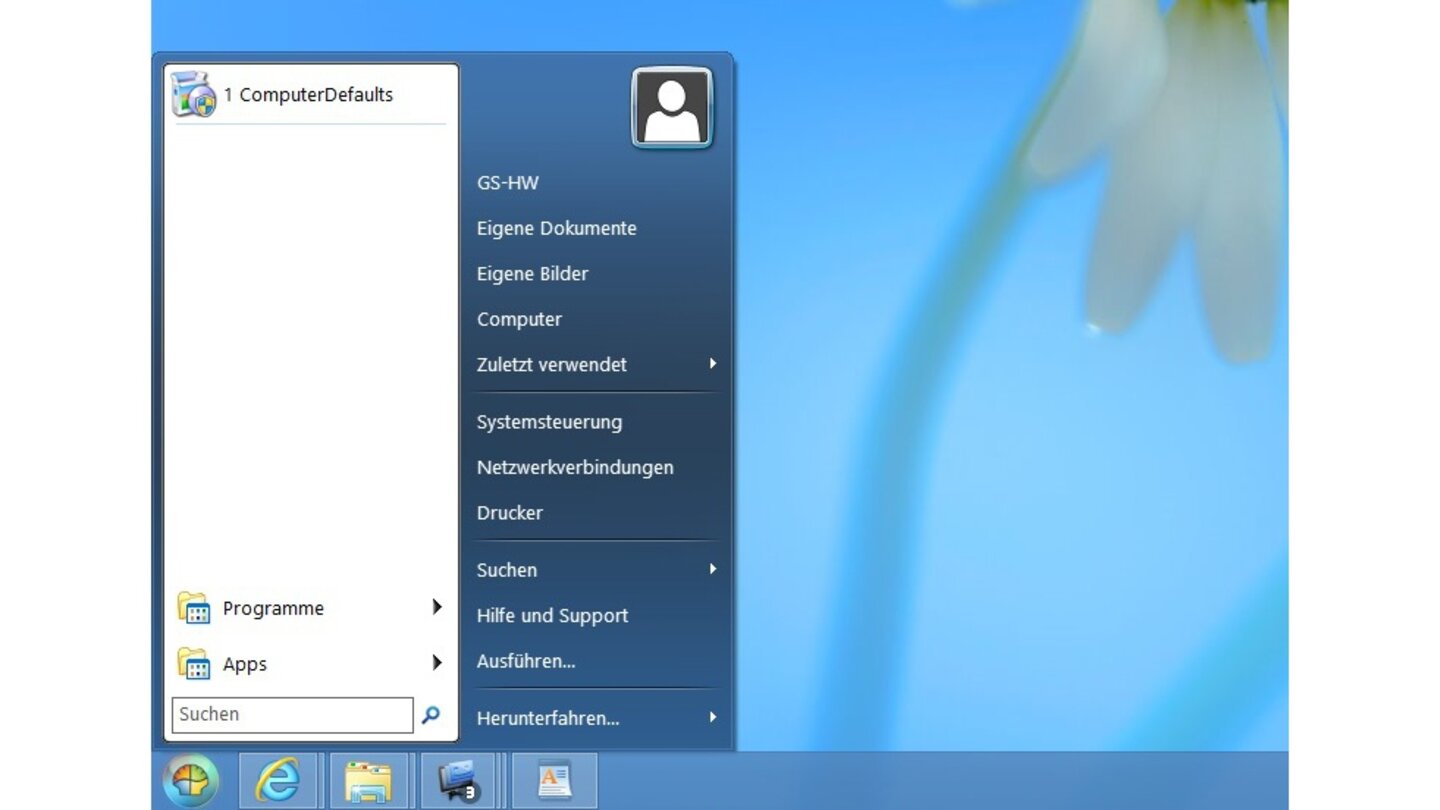...wie der von Windows Vista und 7 gewohnten Optik.