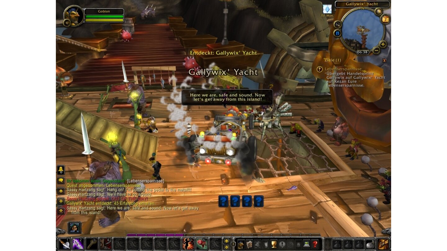 World of Warcraft: Cataclysm - Screenshots aus der BetaMit dem Schiff des Handelsprinzen Gallywix fliehen wir von der Insel.