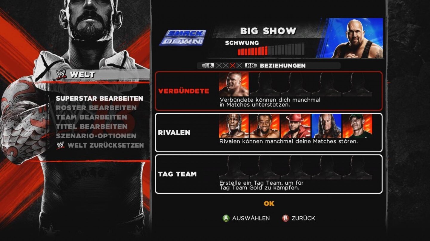 WWE'13Der »WWE Welt«-Modus gibt euch die komplette Kontrolle über die Wrestler der WWE.