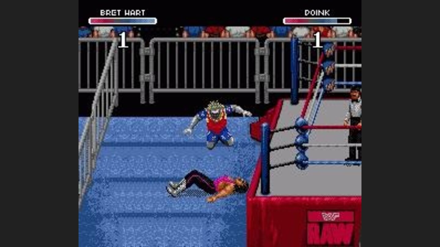 Aggressive action outside the ring