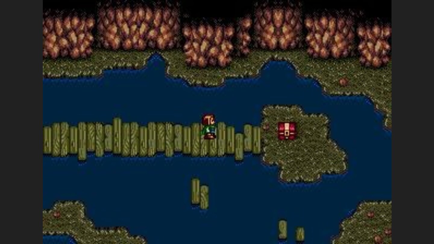 Crossing a bridge to access the chest
