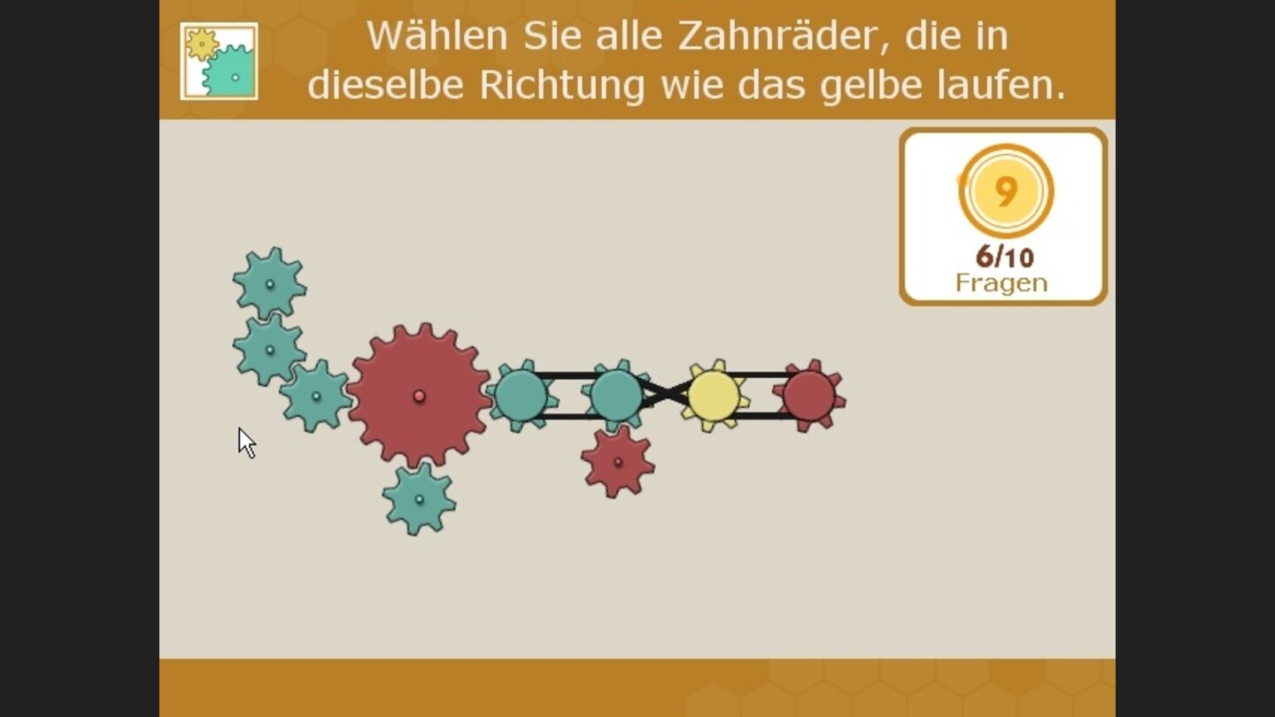 Zahnräder: Welche Zahnräder drehen sich in dieselbe Richtung wie das Hauptrad?