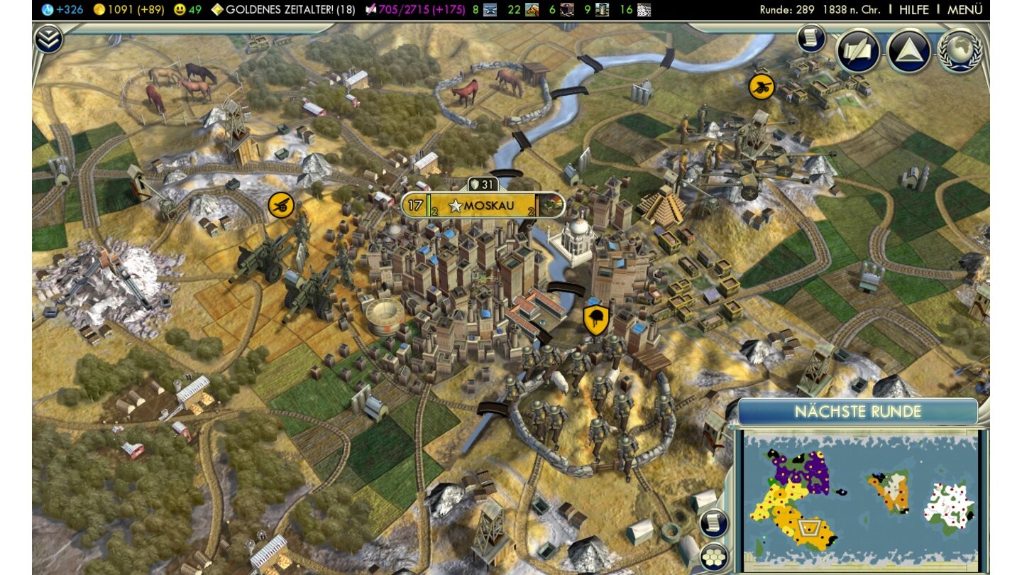 Civilization 5 - Industriezeitalter... ist eine Großstadt geworden, auf der Landkarte ersetzen Bahnstrecken die Wege. Das Militär rüstet mit Artillerie auf. Da ist es nur noch ein kleiner Schritt bis in ...