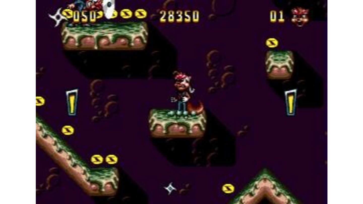 Zero fights two bosses, while standing on a platform