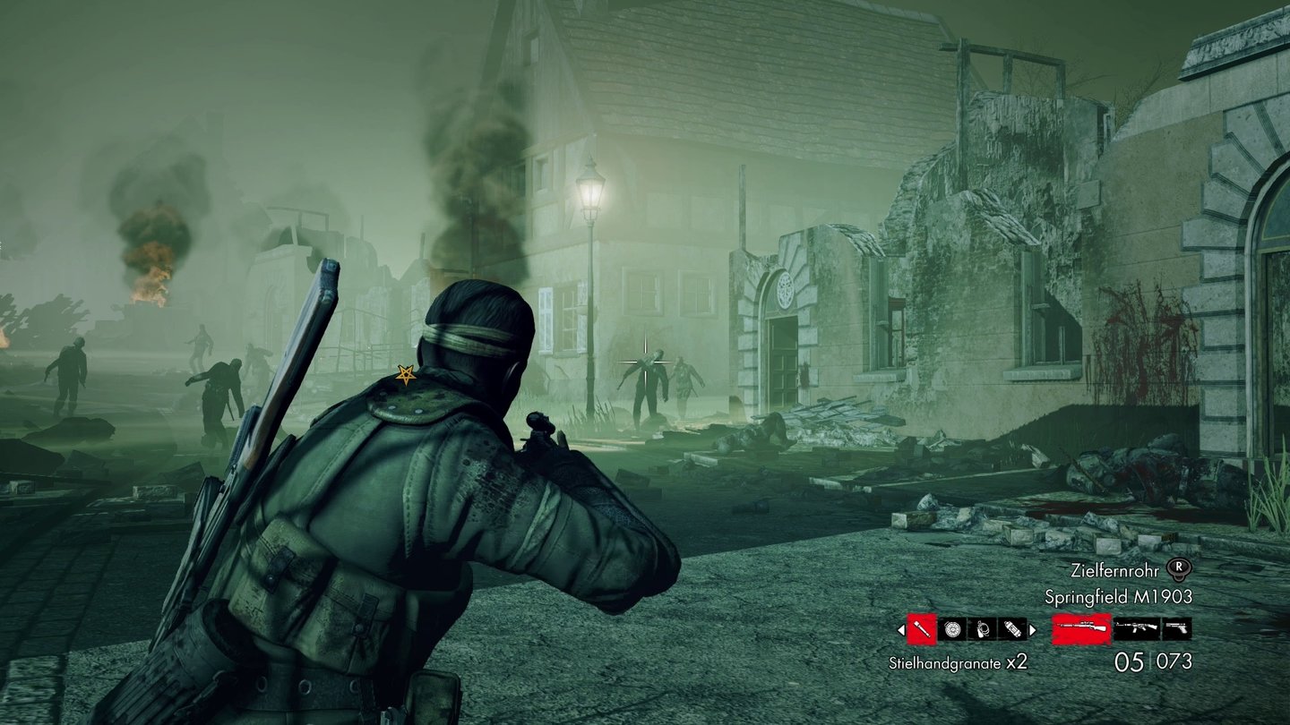 Zombie Army TrilogyDurch die hellen Nebelschwaden in den meisten Levels entsteht eine düstere und bedrohliche Atmosphäre.