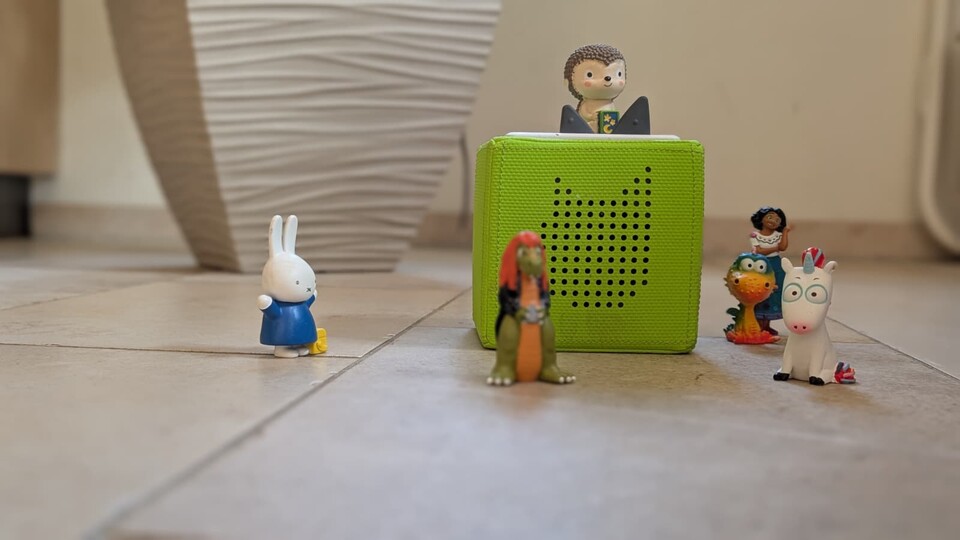 Wir haben natürlich auch Tonies daheim, hier seht ihr: Furzipups, Miffy, das Neinhorn, Pommesgabel, Igor Igel und Encanto.
