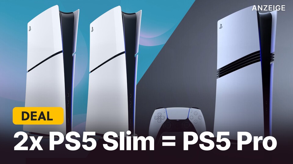 Die PS5 Slim ist gerade so günstig, dass ihr sie euch für den Preis der PS5 Pro zweimal kaufen könntet und noch Geld für ein Spiel übrig hättet.