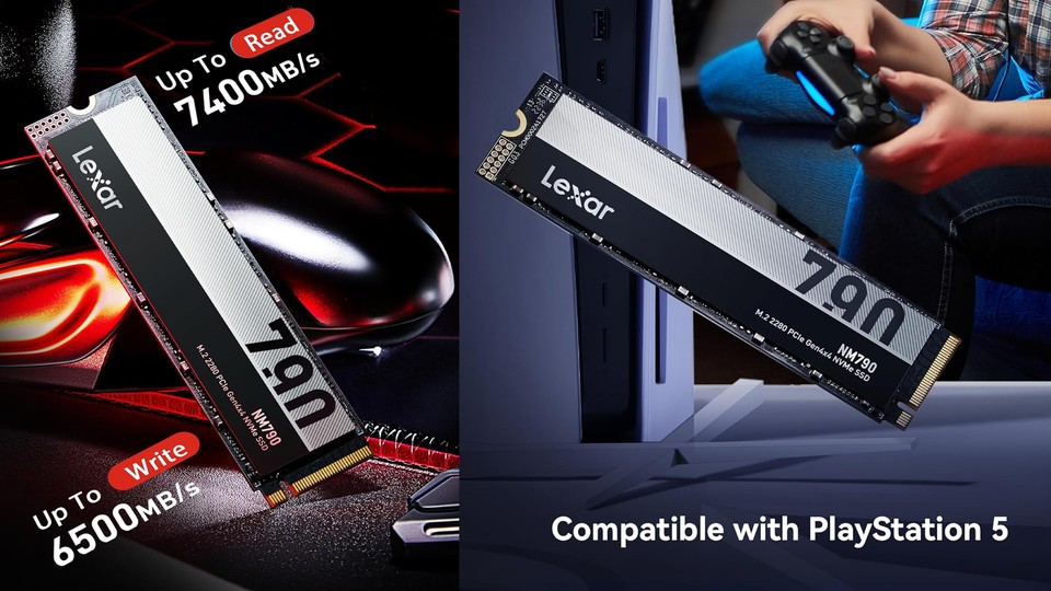 Mit ihren bis zu 7.400 MBs Lesegeschwindigkeit ist die Lexar NM790 SSD sehr gut für PS5 geeignet.