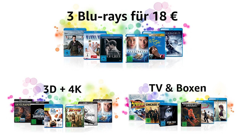 3 Blu-rays für 18 Euro und weitere Angebote bei Amazon.