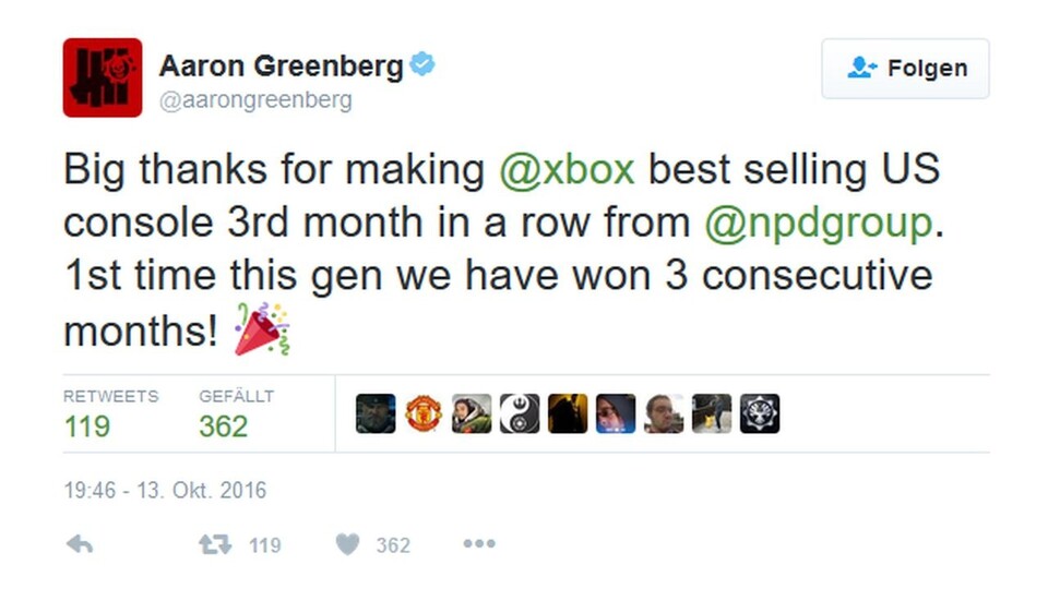 Aaron Greenberg per Twitter