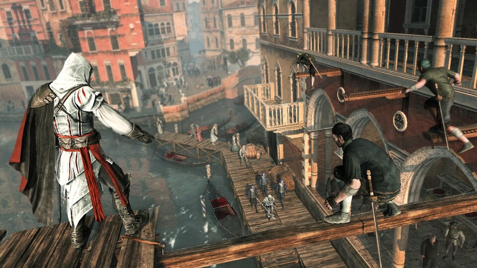 Ah, Venedig: In Assassin's Creed 2 erlebt ihr, wie Ezio vom Kind zum waghalsigen Attentäter heranwächst.