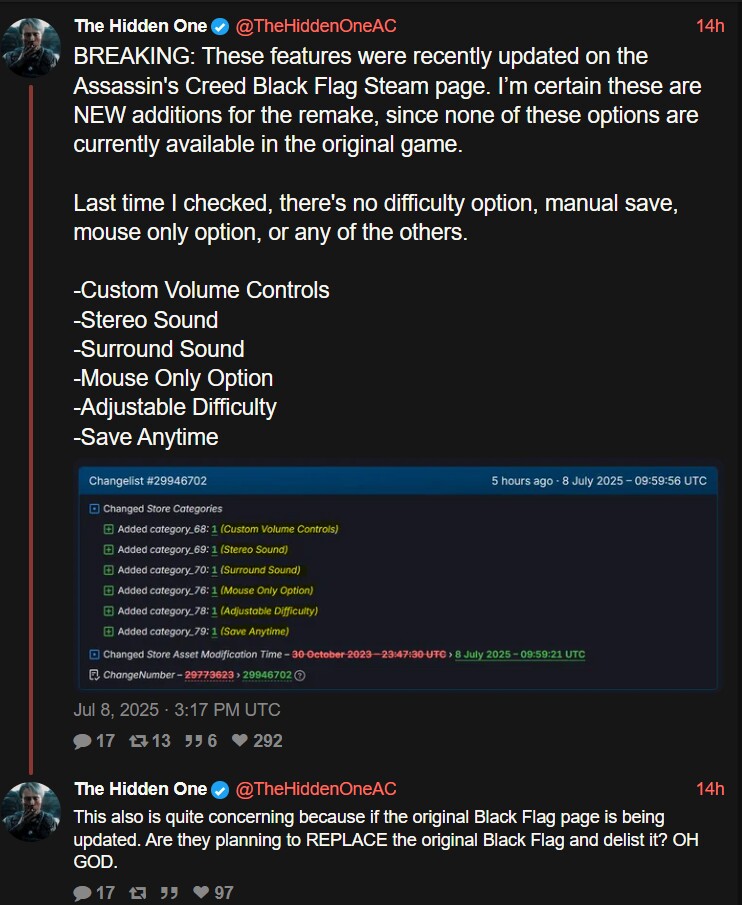 Dieses Adlerauge hat Features auf der Steamseite von Black Flag ausgegraben, die gar nicht im Spiel sind.
